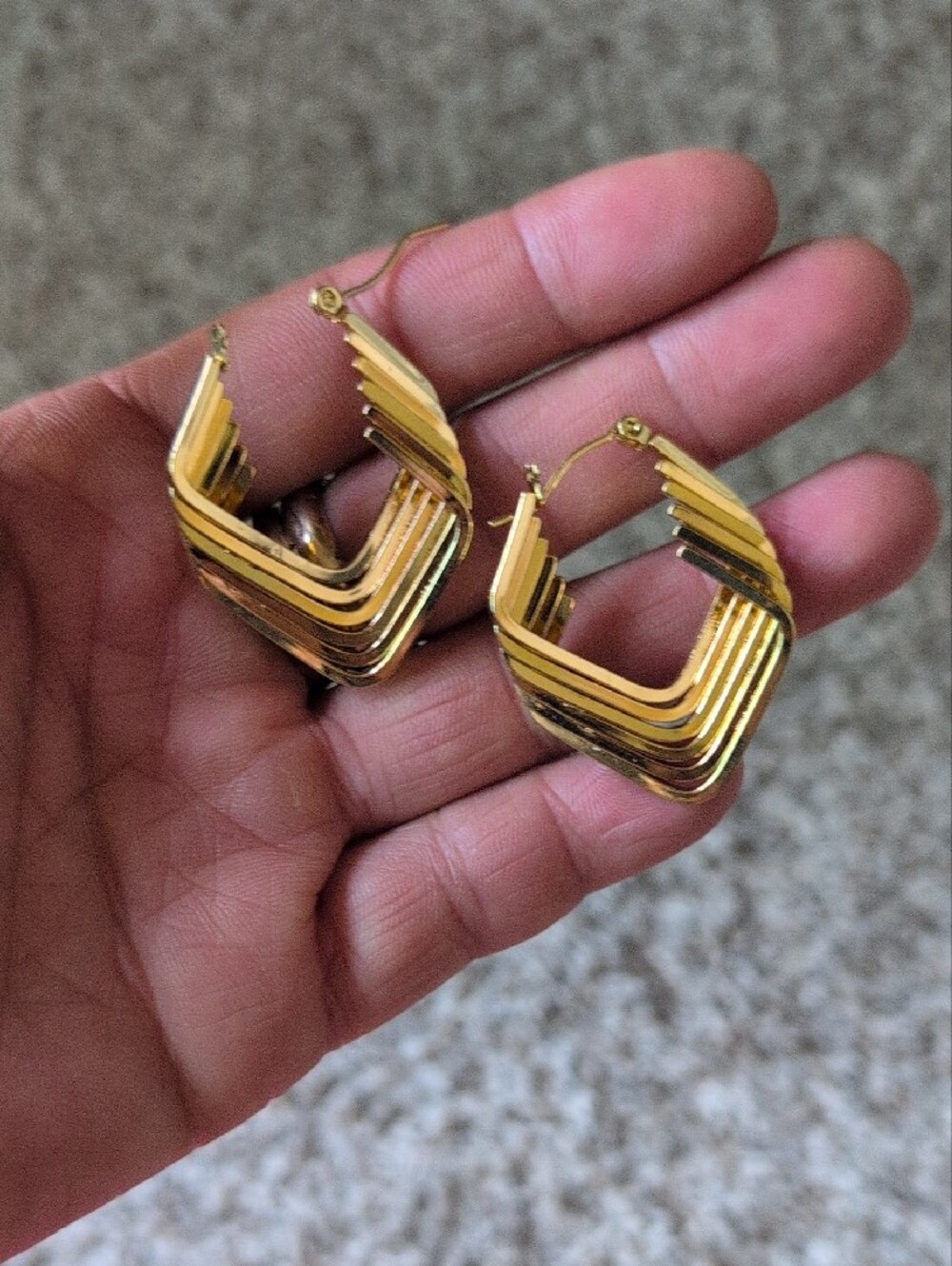 Gold Geometric Layered Hoop Earrings - Women Jewelry